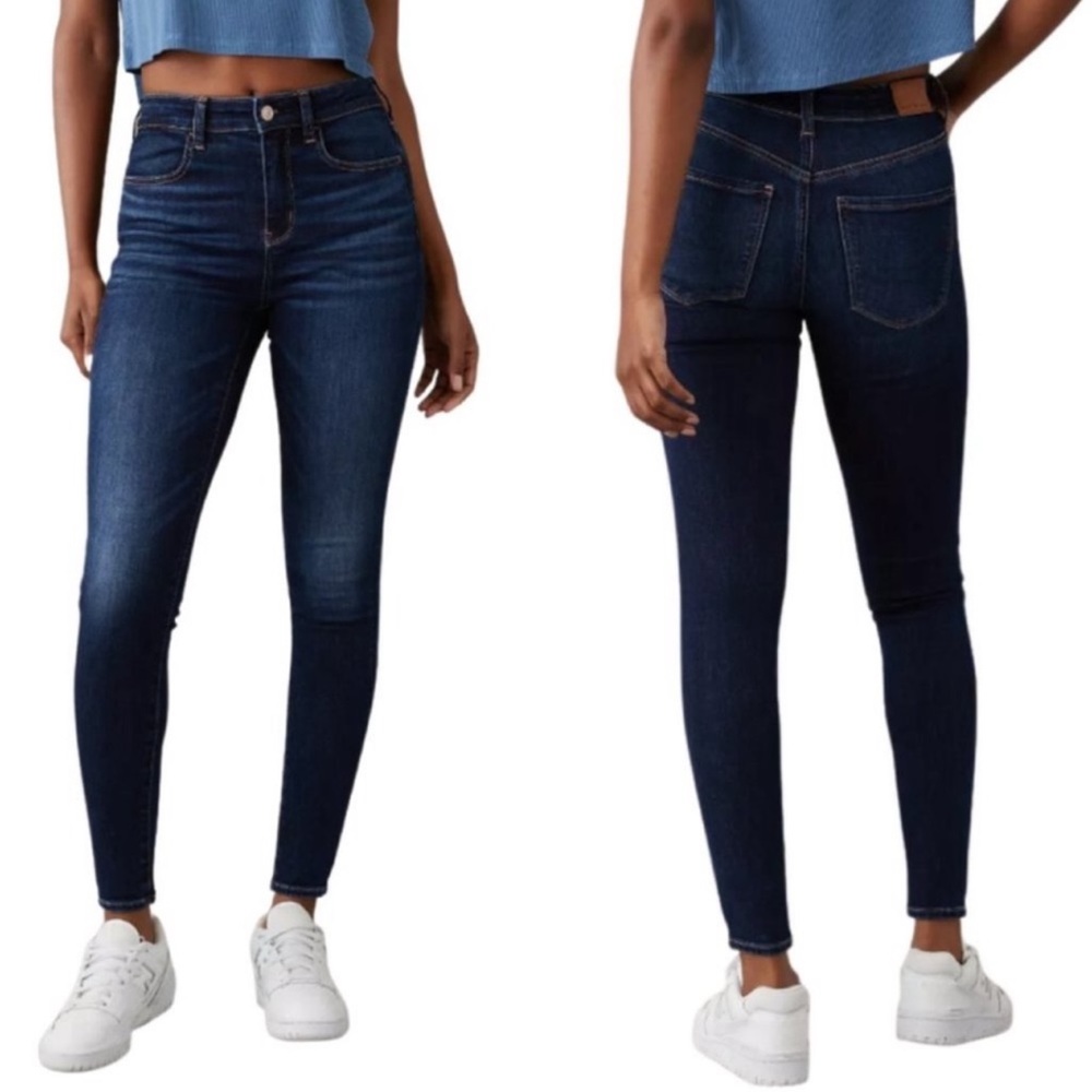 American Eagle Jeans Next Level Stretch Denim High Rise Dark Wash SZ 4